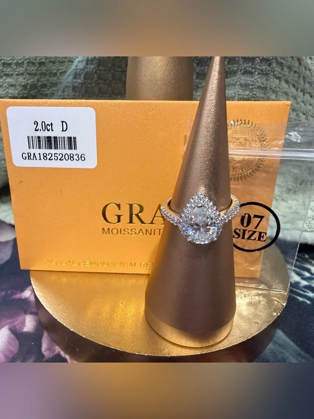 Teardrop Halo Solitaire Ring in Clear Moissanite and Silver